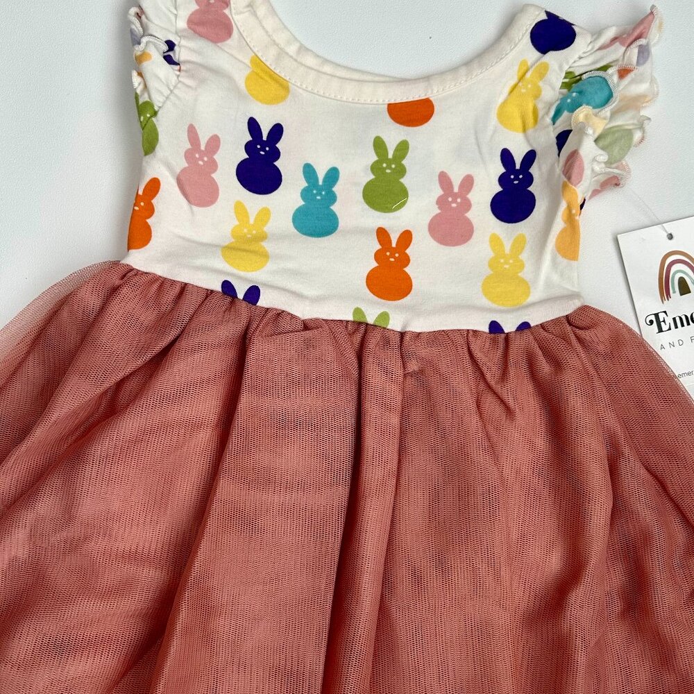NWT Emerson & Friends Easter Bunny Peeps Tulle Dress Baby Girl 3-6M 6-12M